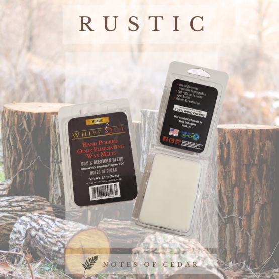 Whiff out odor eliminating wax melt Rustic scent