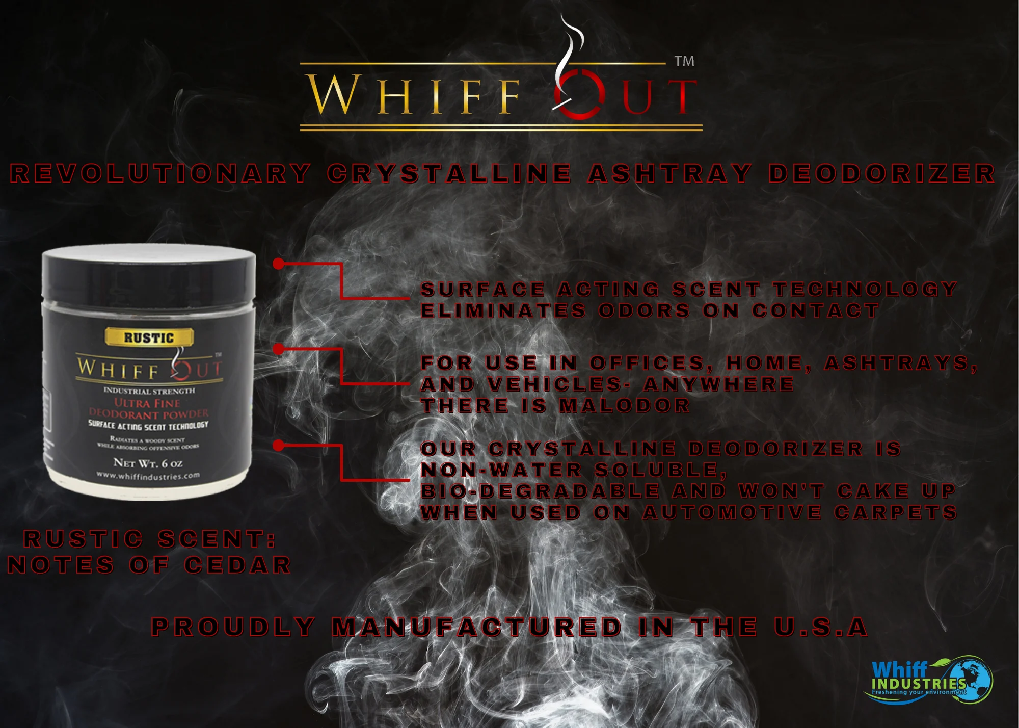 Whiff Out rustic ashtray deodorizer